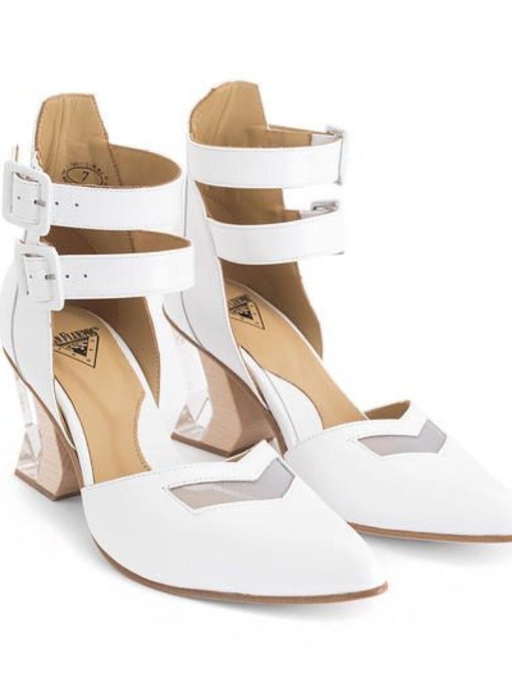 Fluevog  Modern Living Slant Ankle strap heel white size 6